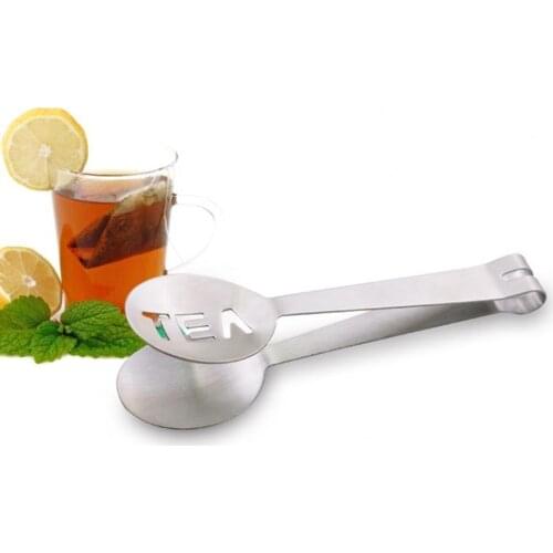 2Pcs Reusable Hollow Tea Bag Tong with Handle Stainless Steel Hollow Spoon Strainer Tea Food Grip Ice Cub Kitchen Accessories