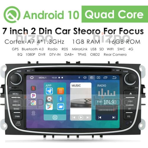 2Din Android 10 Car DVD Radio for Ford Focus 2 Mondeo S-MAX C-MAX Galaxy Transit Kuga 2008-2012 Stereo Player GPS Navigation DSP