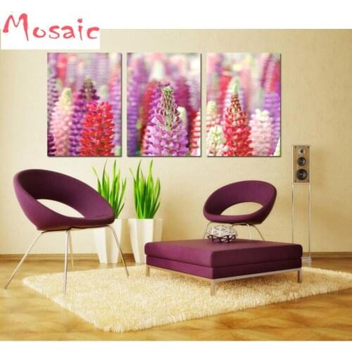 3 Pieces Wall Art Colorful Flower Diamond Paintings,diy 5d diamond embroidery Modern Flower Oil Paintings Christmas decor