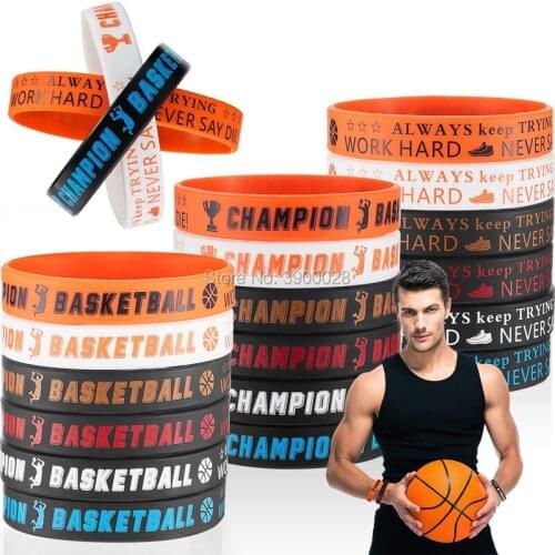 300pcs basketball motivational silicone wristband bracelet free shipping
