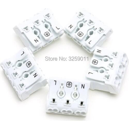 50PCS 22-14AWG Electrical Cable Clamp Free Screw Plug-Out Type Pitch 10.0mm 2P With Peg With Ground Contact BELEKS 923 P02 white