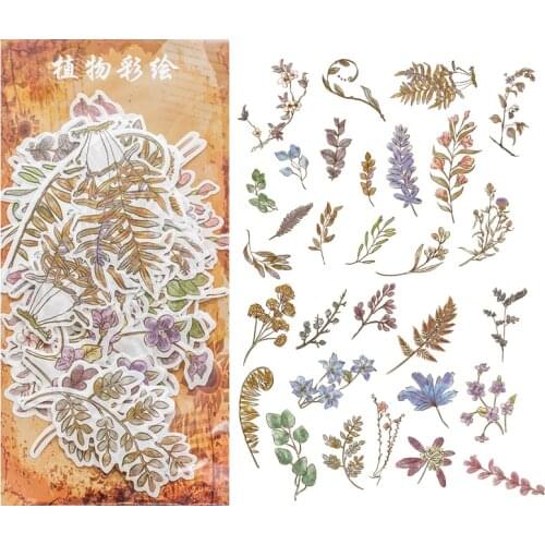 60 Pcs Vintage Natural Plants Collection Flowers Sticker package DIY diary Journal decoration sticker album scrapbooking