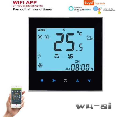 NO NC valve 0-10V proportional regulating fan thermostat Alexa tuya cooling thermostat