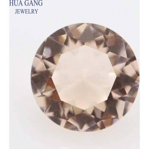 Free Shipping Size 2.5-12mm Color Champagne Round Shape Machine Cut Loose Glass Stone Synthetic Gems For Jewlry