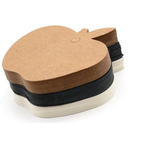 Hot Sale 100pcs/lot 6x6cm White Paper Clothing Price Tags Jewelry Box Gifts Hang Tags Apple Shape Label Jewelry Cards