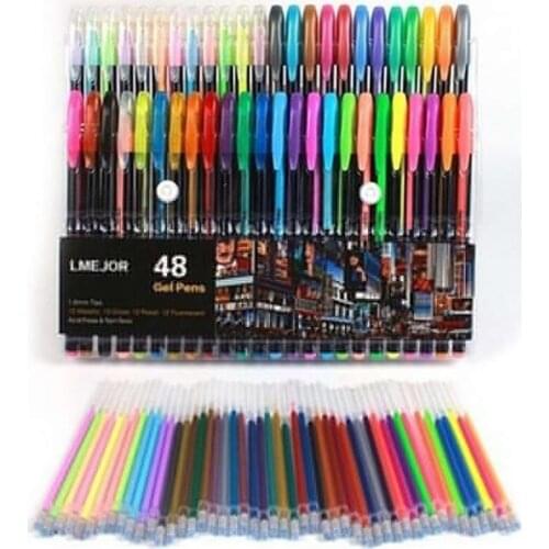 48PCS/Lot Colorful Fluorescent Gel Pen Refills Office Signature Rods Colored Ink Refill School Stationery Writing Painting Tool
