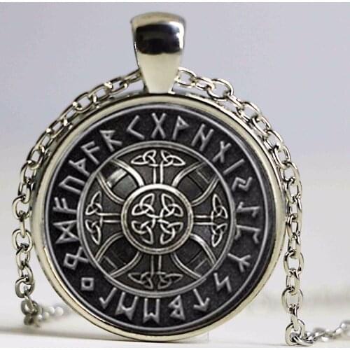 Statement / New Vegvisir Viking Compass Pendant Jewelry Glass Cabochon Necklace Men and Women Clothing Accessories