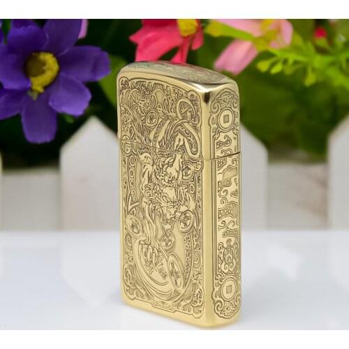 Zorro Kerosene Lighter Original Pure Copper Fine Carving Get Rich Brave Troops Narrow Size Z909 Business Gift Outside Tool