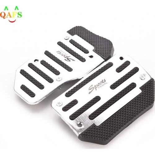 Universal Non Slip Aluminum Rubber Automatic Transmission Car Pedal Cover Set For Brake Accelerator Blue Silver Red 2pcs/set