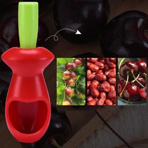 Creative Finger Press Cherry Corer Pitter Tool Fruit Seed Remover Plasitc Berries Stem Leaves Huller for Fruit Cutter Simple Ope