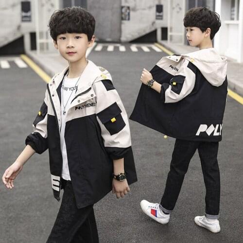 Splicing Spring Autumn Boy Coat Jackets Overcoat Top Kids Teenage Gift Children Clothes Gift Formal School High Quality
