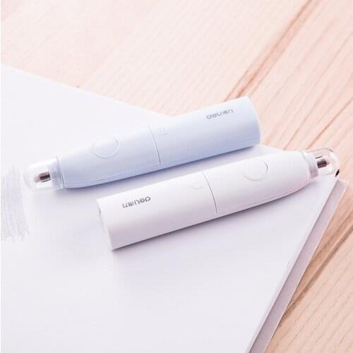 Deli 71073 Electric Eraser Battery Driven Drawing Office Learning School Supplies Rubber Stationery For Kids Pen Shape Eraser
