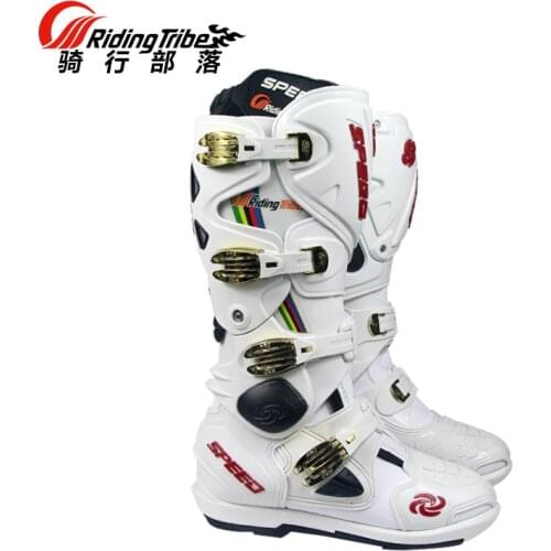 Riding Trider 100% NEW Motorcycle Boots Motocross Leather Long knee-high Shoes white black moto GP dirty bike SIZE 10-45 B1004
