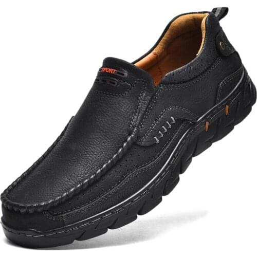 2021 Genuine Leather Shoes Men Loafers Soft Cow Leather Men Casual Shoes Male Footwear Black Brown Slip-on Sneakers