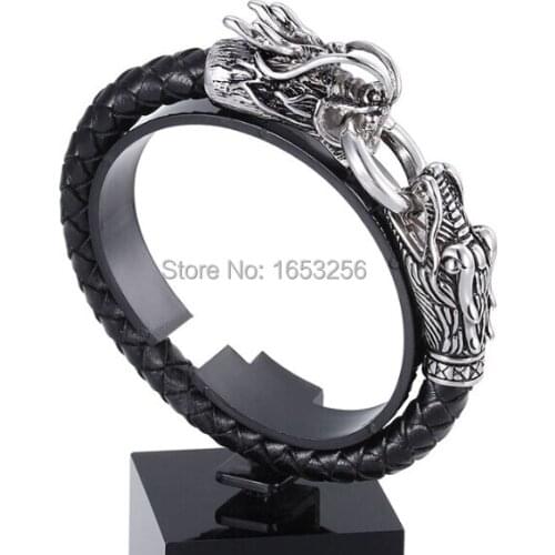 High Quality Mens Biker Special dragon clasp Bangle 316L Stainless Steel Wire Cable Bracelet Fashion Jewelry