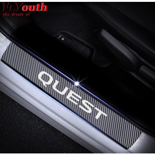 Car Door Sill Scuff Plate For Nissan Quest Reflective 4D Carbon Fiber Sticker Welcome Pedal Threshold Auto Accessories 4Pcs/set