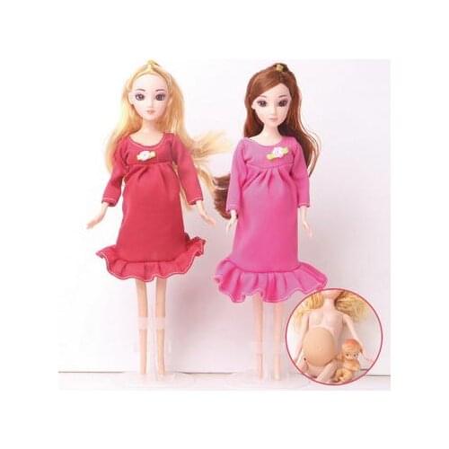 New Pregnant Doll Suits Mom Doll Have A Baby in Her Tummy Play with Girls Toys Best Gift