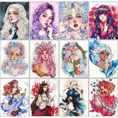 Full Diamond Painting 5D DIY Illustration Flower Girl Painting New Mosaic Embroidery Rhinestone Mosaic Decorative Painting