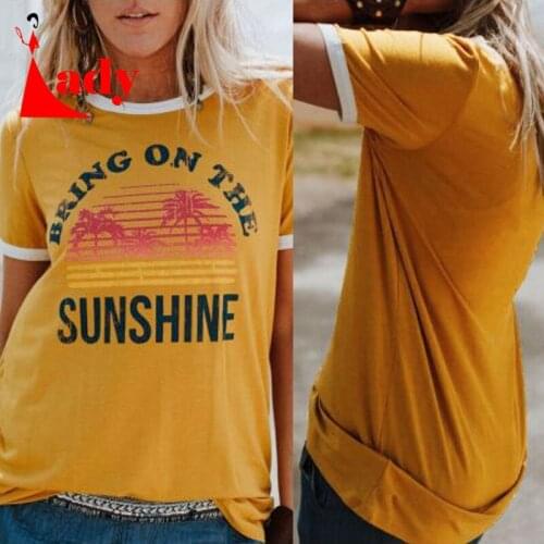 Plus Size Women T-Shirt Summer Short Sleeve tops tee Bring On The Sunshine T-Shirt 2021 Femme Harajuku t shirt Ladies Tops Tee