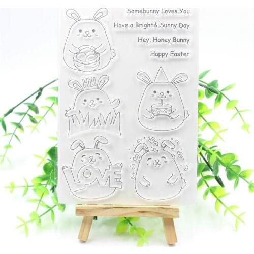 Happy Easter Transparent Clear Silicone Stamps for DIY Scrapbooking/Card Making/Kids Christmas Fun Decoration Supplies