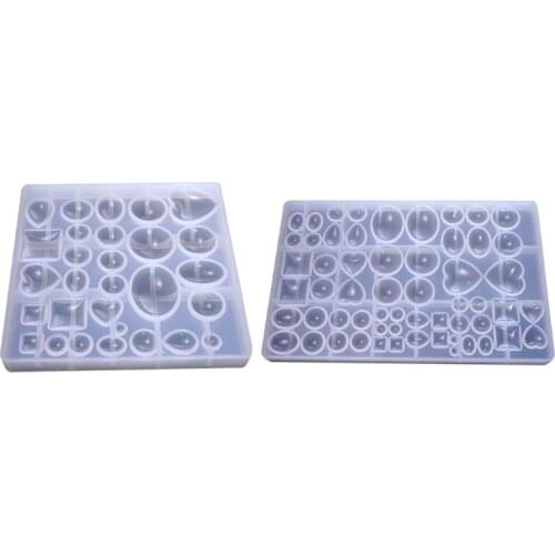 Gem Jewelry Silicone Mold Oval Teardrop Square Heart Round Shapes, for Polymer B95F