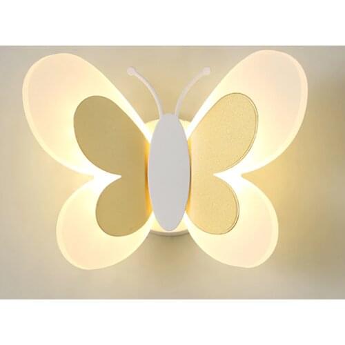 Modern Wall Lamp LED Children Living Room Sconce Nordic Cartoon Lighting Fixture Butterfly Kid Girl Bedside Bedroom Decor Lamps