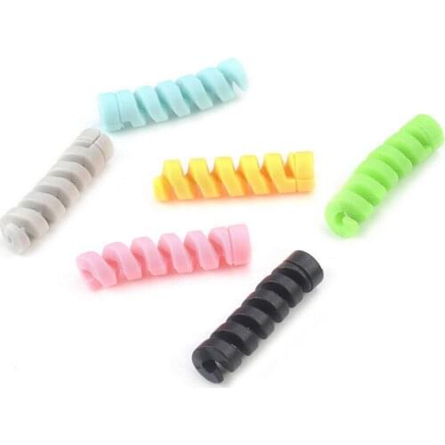 Spiral USB Protector Charging Cable Saver Cover Silicone Bobbin Winder Wire Cord Organizer Cell Phone Accessories for iPhone X 8