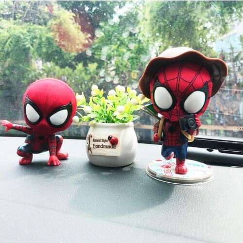 Superhero Spiderman Shaking Head Car Decoration Ornaments Car Center Console Decoration Shaking Head Doll For Car Accessories