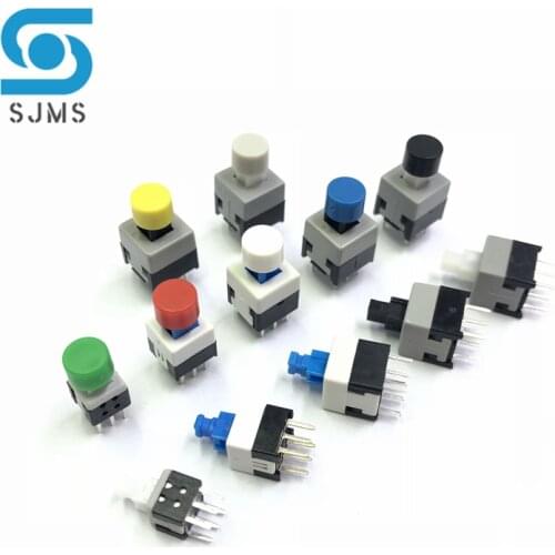 10PCS Tactile Push Button Switch Self Locking 5.8*5.8MM 7*7MM 8*8MM 8.5*8.5MM Reset Micro Switch + (10PCS A16 Tact Cap)