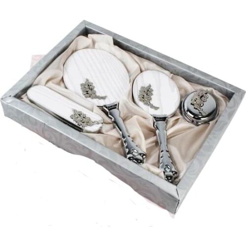 YOUR COMB SET WITH QUALITY COLOR TO ADD ELEGANCE TO YOUR STYLE Luxury Bridal Mirror Brush Toiletry Set (White FREE FREE SHİPPİNG