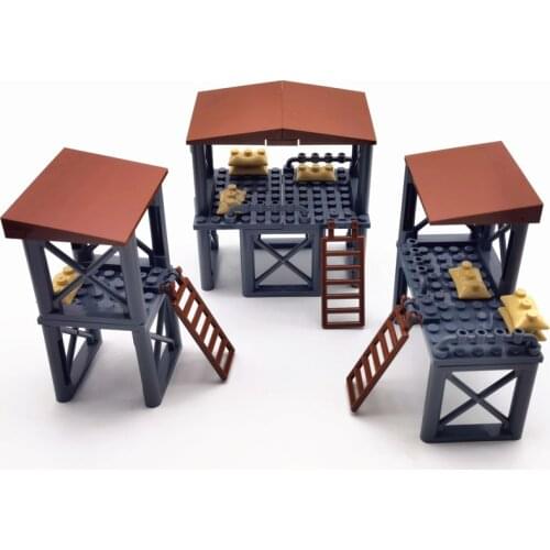 Lookout Military Building Blocks Accessories WW2 Weapon Gun Bricks Parts MOC Watchtower Army Bricks Compatible City Boys Toys