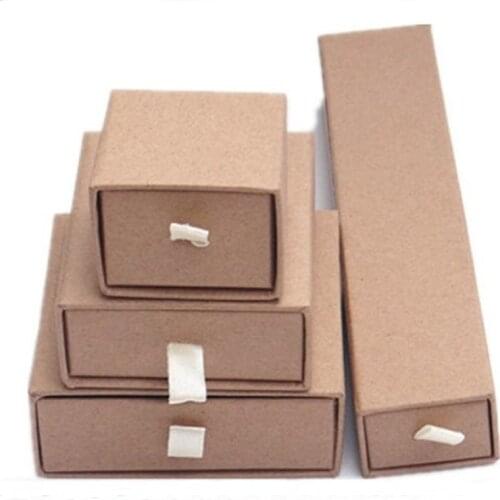 Kraft Paper Drawer Style Box for Bracelet Ring Packaging Necklace Jewelry Set Packing (Custom Logo) Gift Box Jewellery Organizer