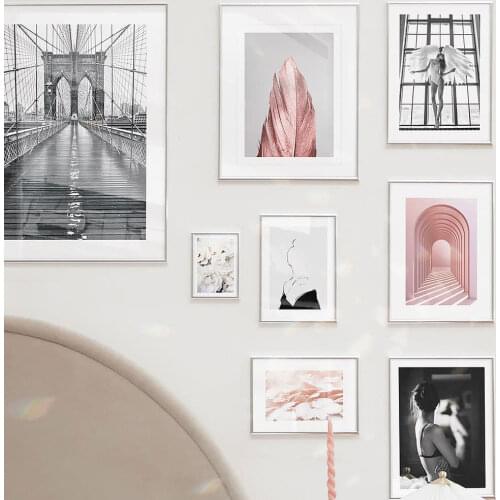 Woman Wings Poster Black White Canvas Painting Nordic Feather Art Print Modern Flowers Wall Picture For Living Room Home Decor