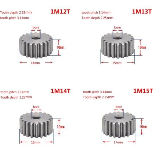 1Pcs 45# Steel Spur Gear 1Modulus 12-27 Teeth Metal Gear Thickness 10mm Outer Diameter 14-30mm