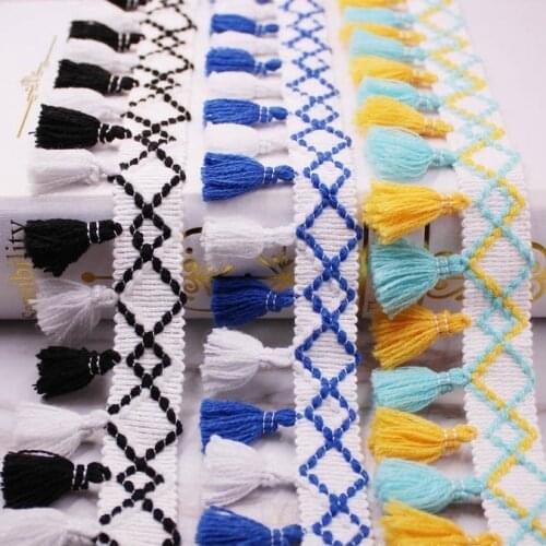 1Yard/Lot Lace Ribbon Sewing Pom Pom Tassel Pompoms Trim 5cm Width Ball Fringe Embroidery Garment Lace Fabric Handmade Accessory