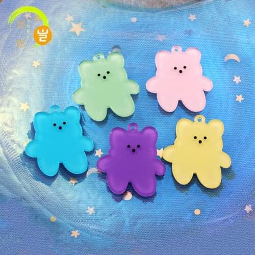 10Pcs 30*28.5MM Cute Colorful Acrylic Little Bears Charms For DIY Making Earrings Necklace Jewelry Accessories