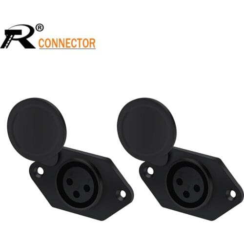 10Pcs/lot XLR 3pin Female Jack Connector Black Plastic Socket Converter Panel Mount Type for Microphone MIC Terminal