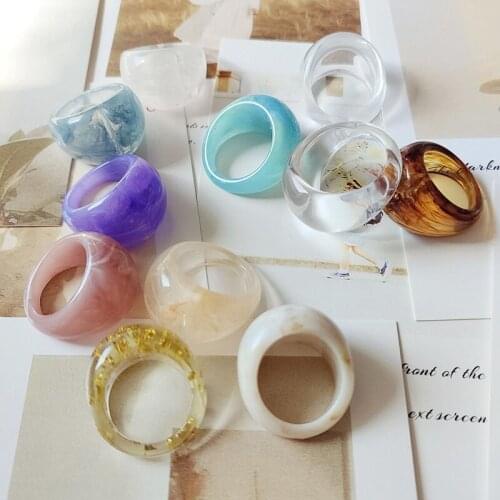 2021 Trendy Epoxy Dried Flower Ring Handmade Transparent Resin Rings For Women Girls Fashion Finger Decor Party Jewelry Gifts