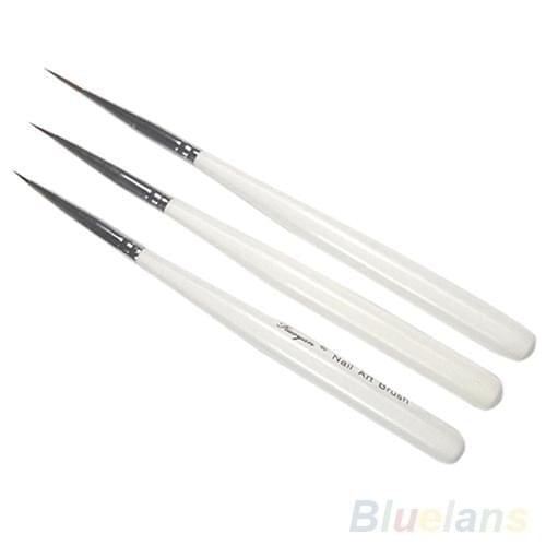 Womens 3Pcs Acrylic Nail Professional Art Brush Liner Painting Drawing Pen Manicure Tool Set Kit Makeup Supplies Easy to Use