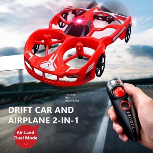 Car And Aircraft 2-In-1 RC Toy Air Flying Quadcopter Land Mode Drift Drive High Speed Racing Car 360 Degree Rotation RC Aircraft