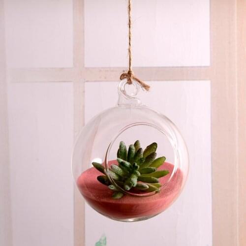 Free Shipping 8pcs/pack Diameter=12cm Round Bottom Glass Globe One Open Hanging Glass Terrarium Vase Wedding Decorative Props