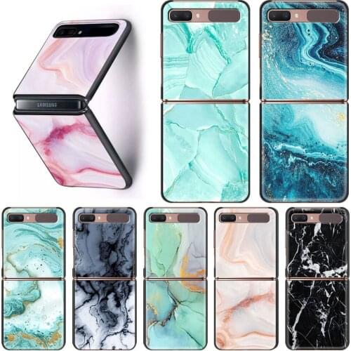 PC Case for Samsung Galaxy Z Flip Hard Plastic Phone Casing for Z Flip 5G Folding Splitting Cover Coque Colorful Marble Shell