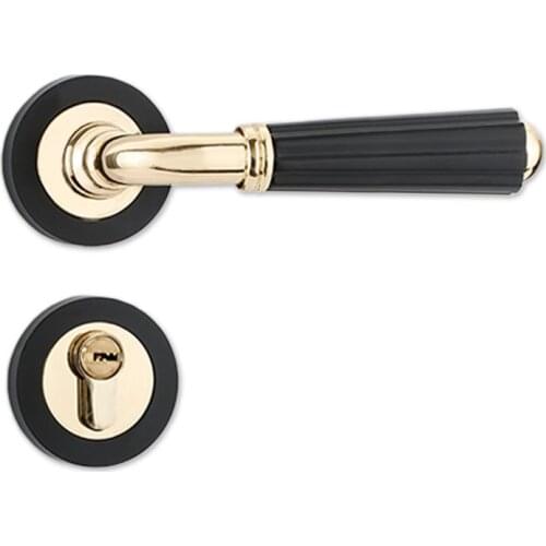 Zinc alloy door lock bedroom lock simple solid wood door handle lock American black mute split lock