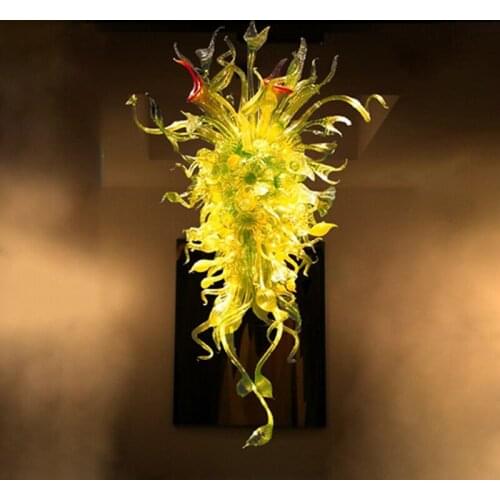 Floral Glass Chandelier Light House Hotel Decoration Hand Blown Murano LED Indoor Lustre Pendant Lamp for Living Room 48 Inches
