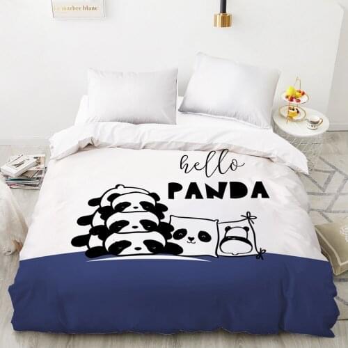 Cartoon Childrens Duvet cover Quilt/Blanket/Comfortable Case Bedding for kids baby girls 140x200 for Home Panda Dark blue