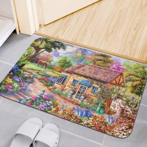 Home Sweet Landscape Entrance Doormat Funny Wecome Floor Door Mats Absorbent Anti-slip Kitchen Bathroom Living Room Carpet Rugs