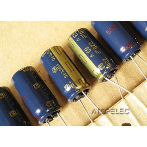 10pcs FC Series 220uF/63V Electrolytic Capacitors Hi-Fi Audio 105 Deg.C