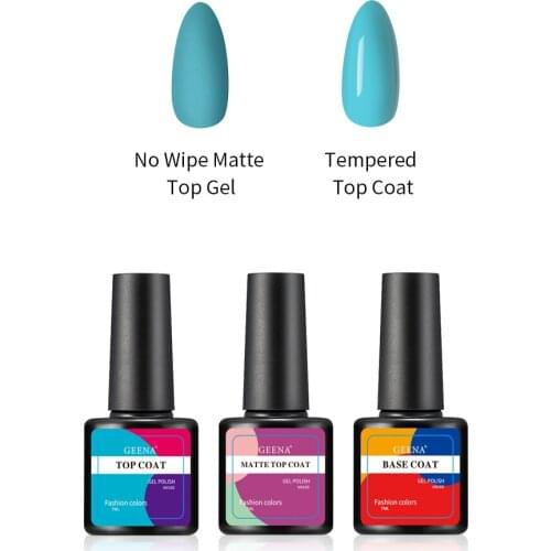 Geena Bule Color Gel Polish Nai Art Design Varnish Gel Nails Polish With Base Coat UV Coat Top Coat