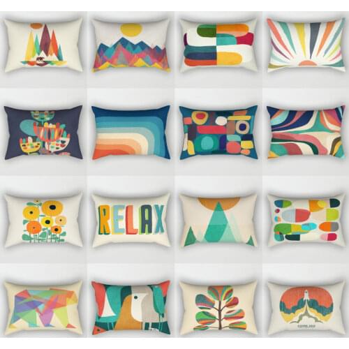 Geometric Abstract Pillow Rectangular Pillow Sofa Cushion Waist Plush Cushion Pillow Cover Pillow Core Removable and Washable