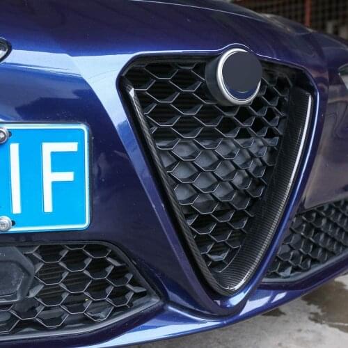 Carbon Fiber Engine Head Front Net Grille V Shape Frame Trim 1pc For Alfa Romeo Giulia 2017 2018